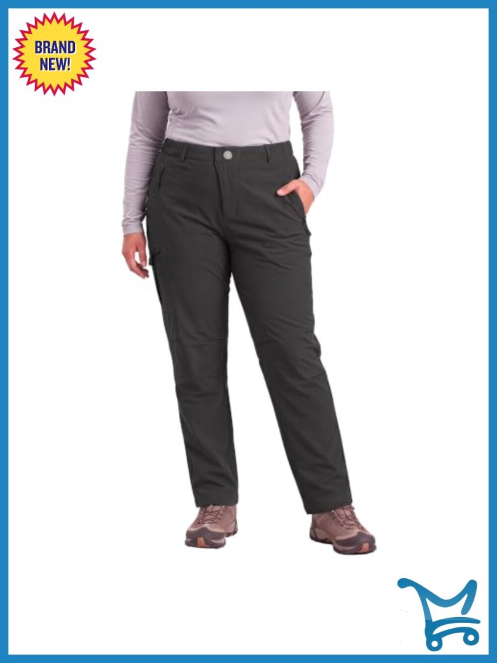 Plus Size Fleece Lined Winter Pants 4 Zipper Pockets Hiking Cargo